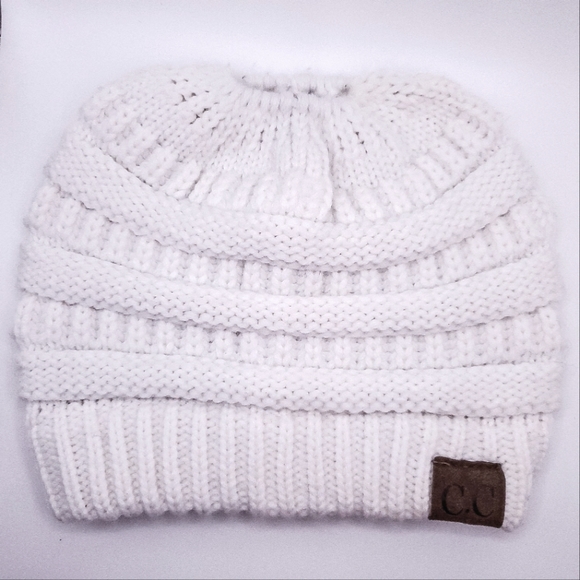 CC Boutique Accessories - Classic White CC Beanie!